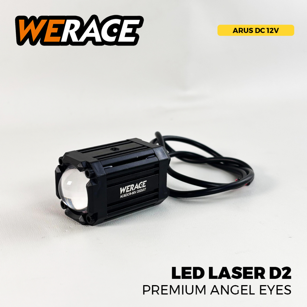WERACE LED Laser D2 Premium Angel Eyes Senja Belakang Lampu Sorot 4 Mode Devil Merah atau Biru Kedip