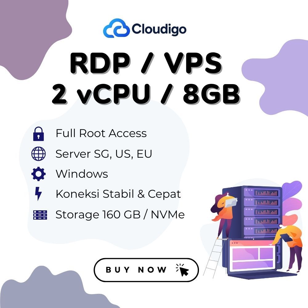 Jual RDP / VPS 2vCPU - 8GB RAM NVMe Windows Full Admin Murah Bergaransi ...