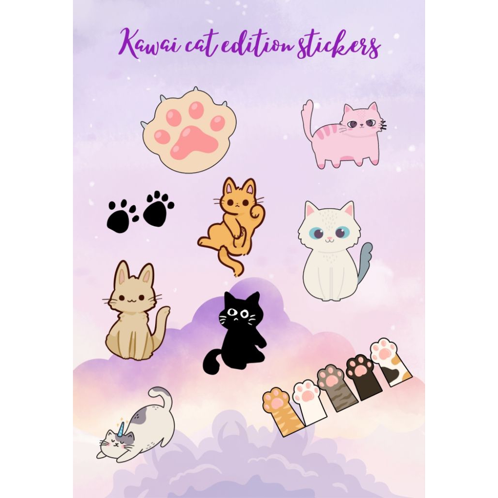 Jual Stiker kucing Sticker vinyl aesthetic cat kawai | Stiker Laptop Hp ...