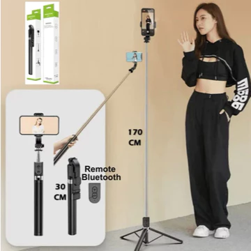 Tongsis Tripod R1L 170CM REMOT 1.7 Meter Selfie Stick Tripod Bluetooth Remote Shutter Tripod Hp