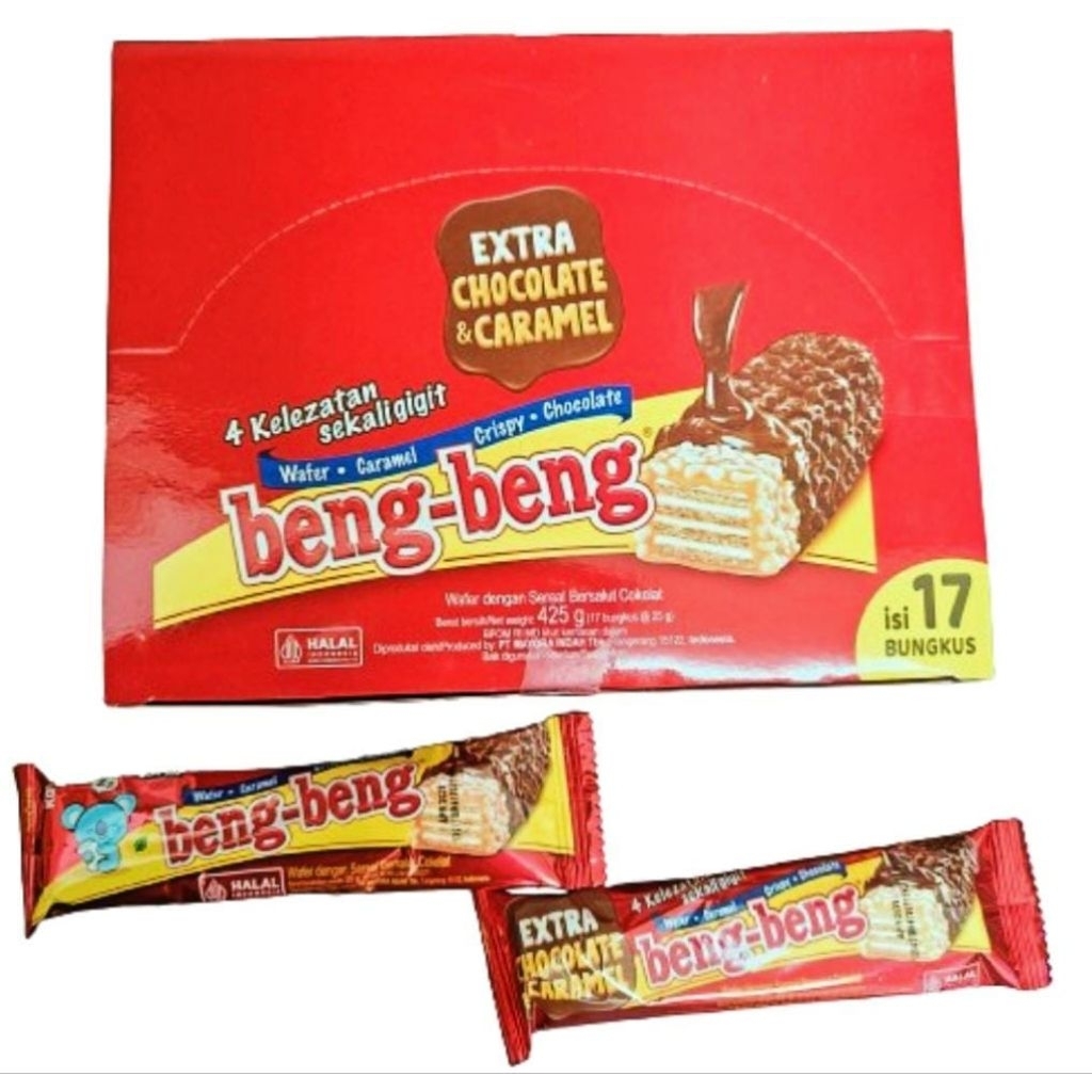 Jual beng-beng wafer real caramel crispy Chocolate 1 Box ISI 17 PCS ...