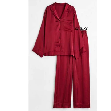 SV Silky Piyama Satin Baju Tidur Wanita Dewasa Lengan Panjang Celana Panjang Wanita Satin