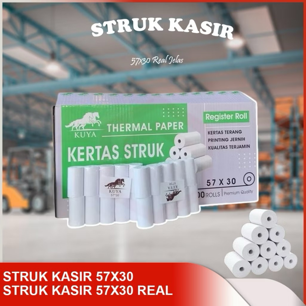 KERTAS STRUK THERMAL 57X30 58X30 PAPER ROLL EDC TERMAL MINI PRINTER BLUETOOTH 58MM / STRUK KASIR 57X30 / STRUK 57X30