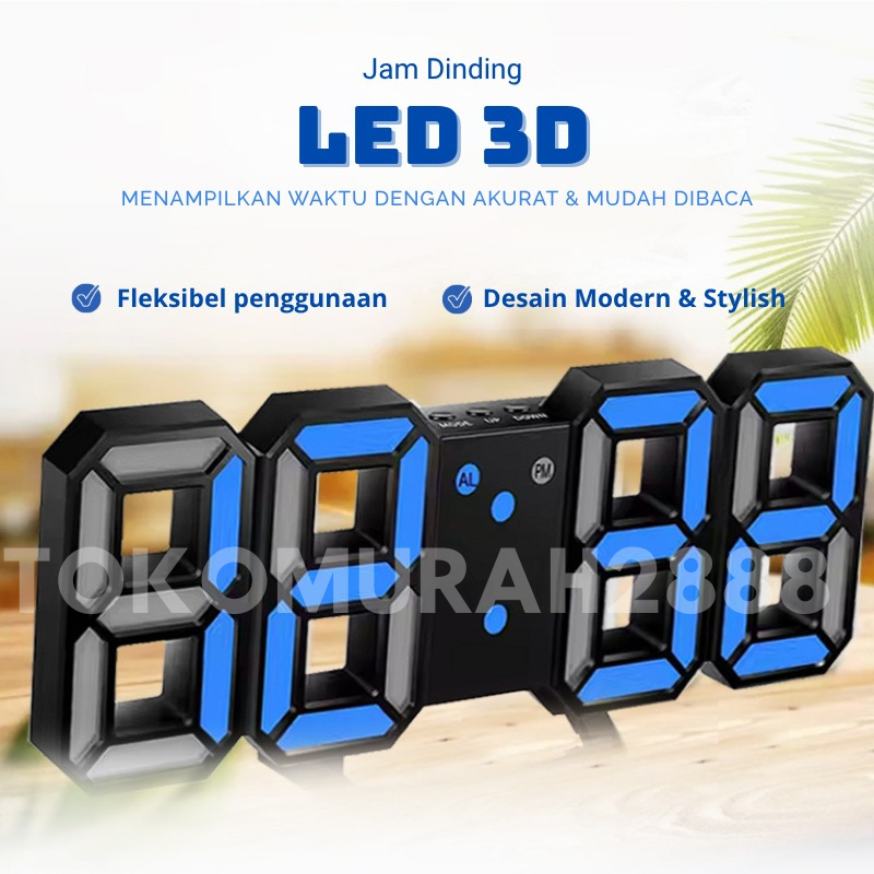 Jual Jam Dinding Digital LED 3D Gaya Modern Untuk Dekorasi Ruang Tamu ...