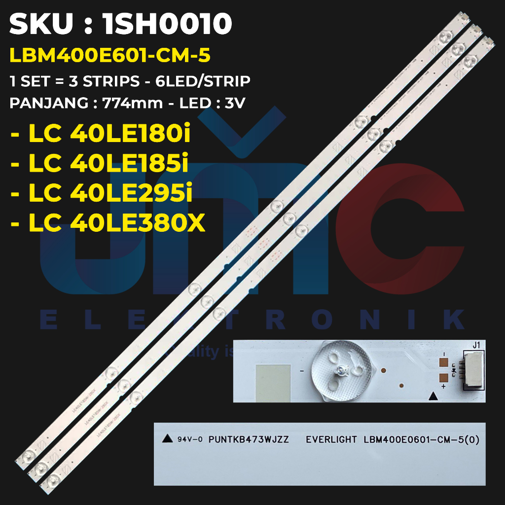 Jual Backlight TV SHARP 40 Inch LC 40LE180i 40LE185i 40LE295i 40LE380X ...