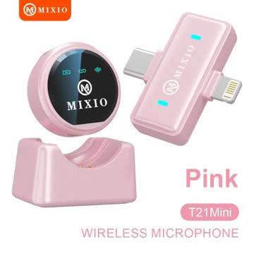 MIXIO T21 Magnetic Mic Wireless 2 In 1 Super Mini Clip On Microphone Mikrofon Lavalier HP Plug