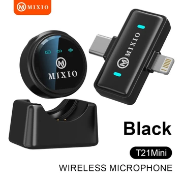 MIXIO T21 Magnetic Mic Wireless 2 In 1 Super Mini Clip On Microphone Mikrofon Lavalier HP Plug