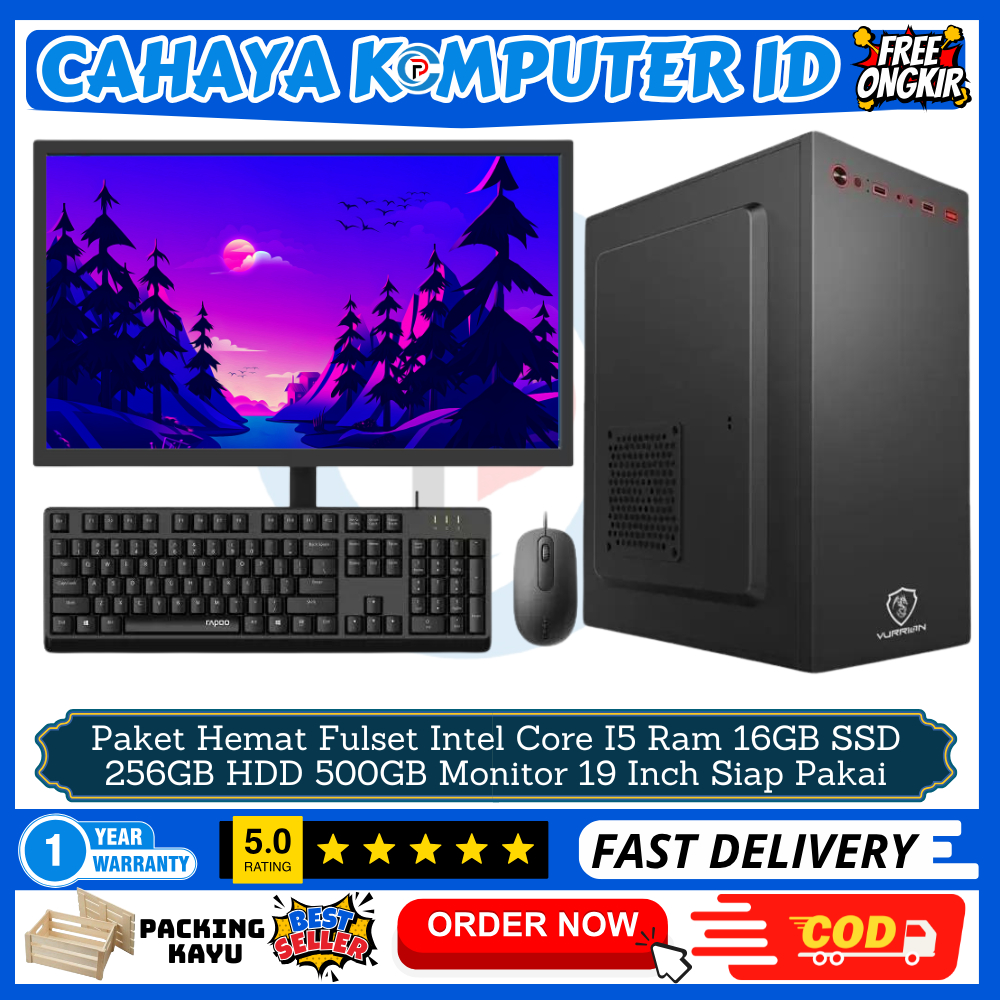 Jual PC Paket Murah Fulset Intel Core I5 Ram 16GB SSD 256GB HDD 500GB ...