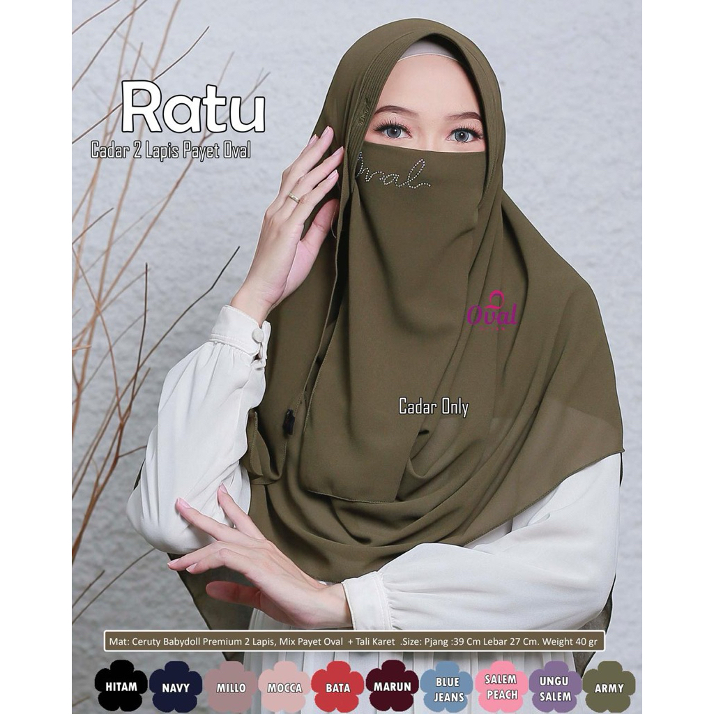 Jual Cadar Ratu Cadar 2 Lapis Payet Oval Hijab (Hanya Cadar) | Shopee ...