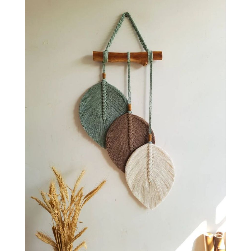 Jual macrame hiasan dinding daun mini/macrame wall hanging aestetic ...