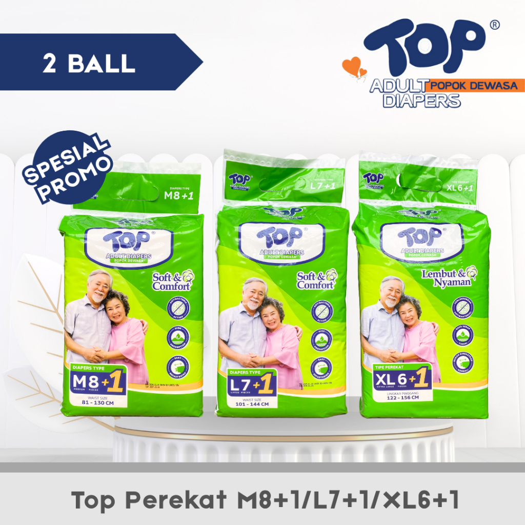 Jual PAKET 2 BALL Top Adult Diapers Popok Perekat Dewasa KEMASAN BARU ...