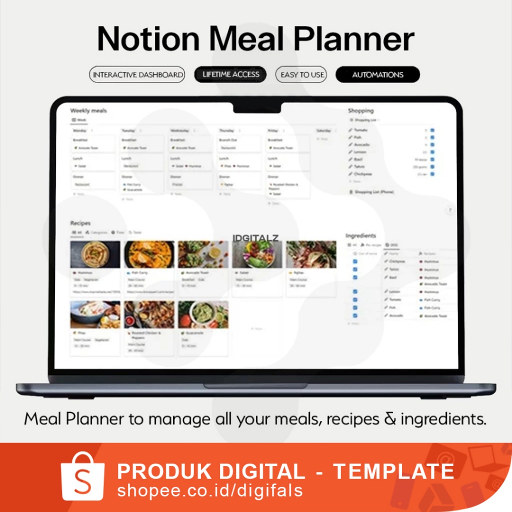 Jual Notion Meal Pianner Template Perencanaan Makan Mingguan Agar