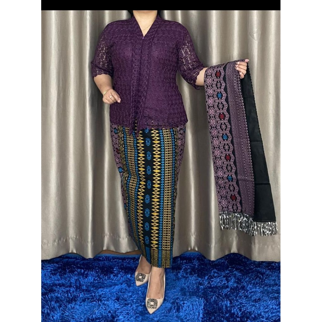 Jual Stelan rok panjang komplit selendang blus Hoky khusus warna ungu ...