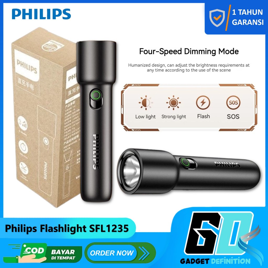 Jual Philips SFL1235 Senter LED Flashlight Rechargeable Senter Mini ...