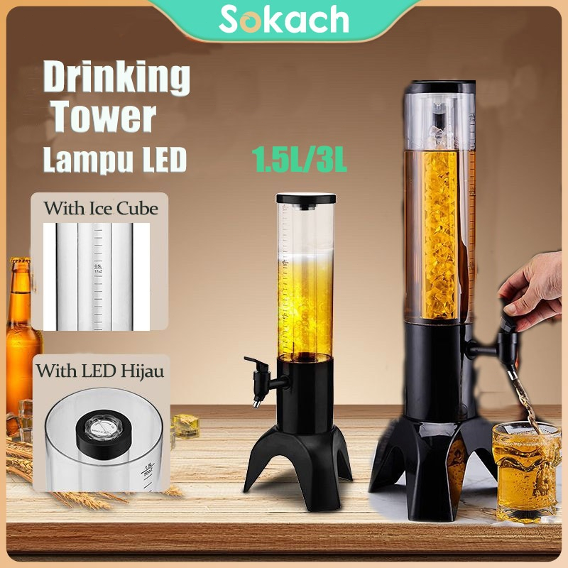 Jual 3L/1.5L Botol Tower Dispenser juice Dasar LED Logam Juice Tower ...