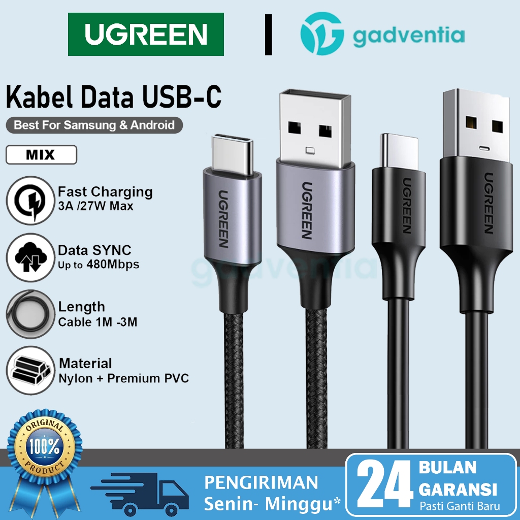 Jual UGREEN Kabel Charger USB To Type C Cable Data Fast Charging