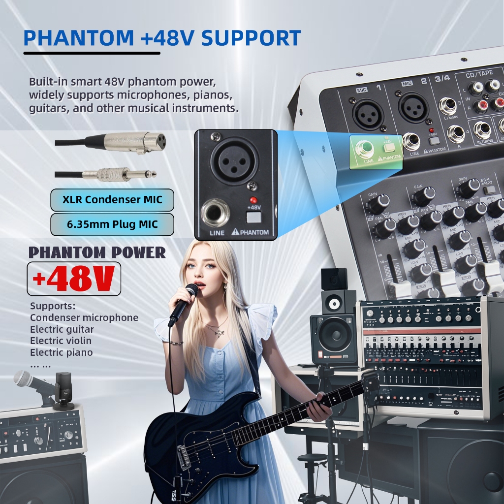 Jual mixer audio wireless bluetooth CS4/CS6/CS8 MIXER - 8 Saluran ...