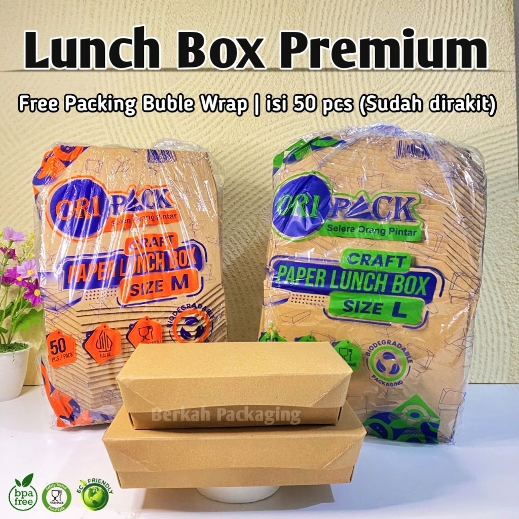 Jual (50pcs) Lunch Box Kraft Laminasi Sudah Rakit | Tempat Makan Kraft ...