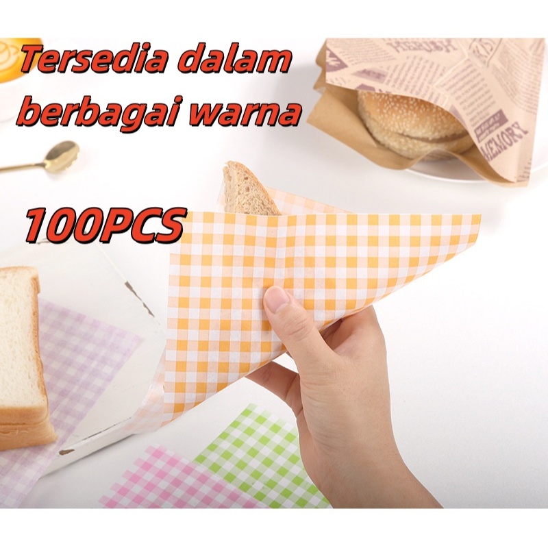 Jual 100 Lembar Wrapping Paper Makanan / Kertas Sandwich Roti Alas Kue ...