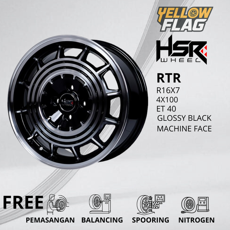 Jual VELG MOBIL RACING HSR RIING 16 PCD 4X100 GLOSSY BLACK VELG R16 ...