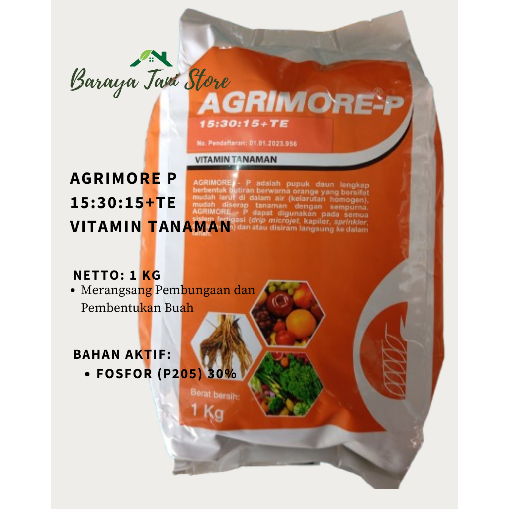 Jual PUPUK DAUN AGRIMORE-P (ORANGE)15:30:15+TE 1 KG VITAMIN TANAMAN ...