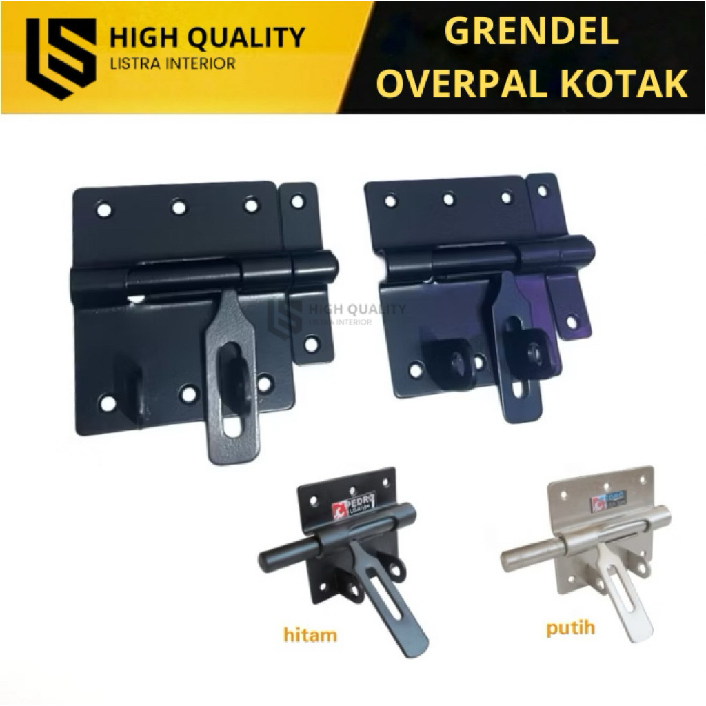 Jual Grendel Overpal Kotak Hitam Chrome 2”inch 3”inch Kunci Pintu ...
