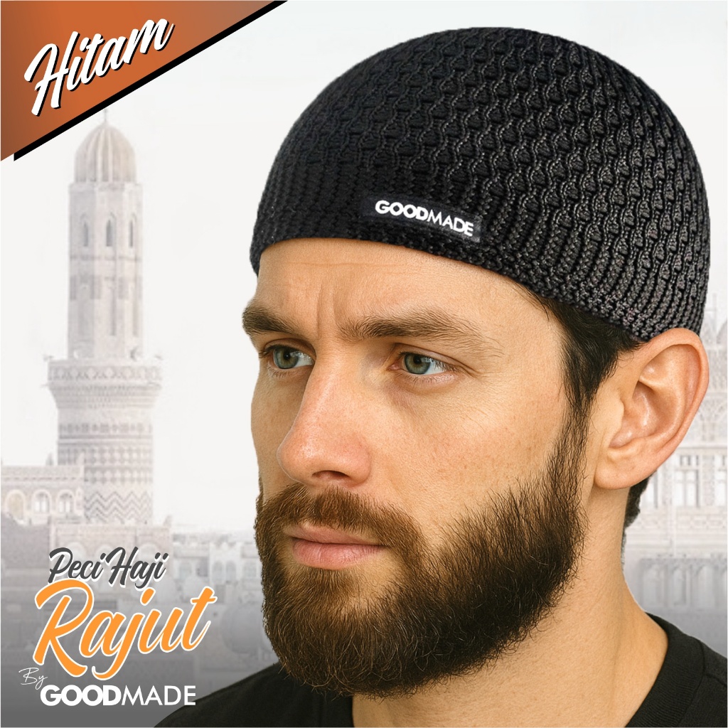 GOOD MADE - Peci Rajut Dewasa Warna Hitam Elegan | Bahan Lembut | COD