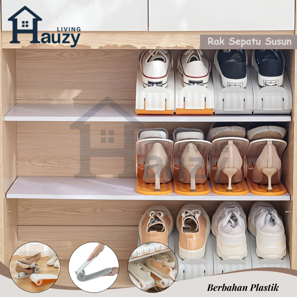 Jual Hauzy - Rak Sepatu Lipat Susun Dua Solusi Penyimpanan Sepatu Rapi ...