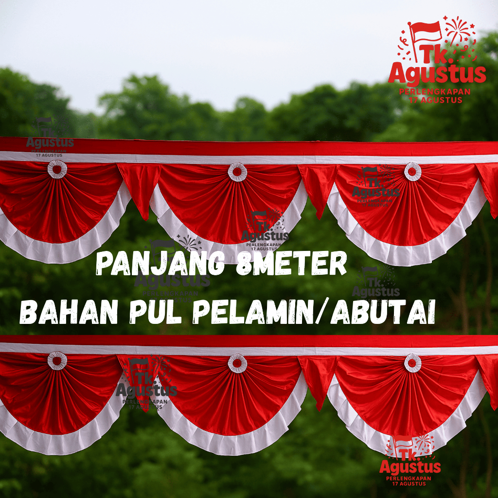 Jual bendera merah putih rumbai polos bendera merah putih panjang ...