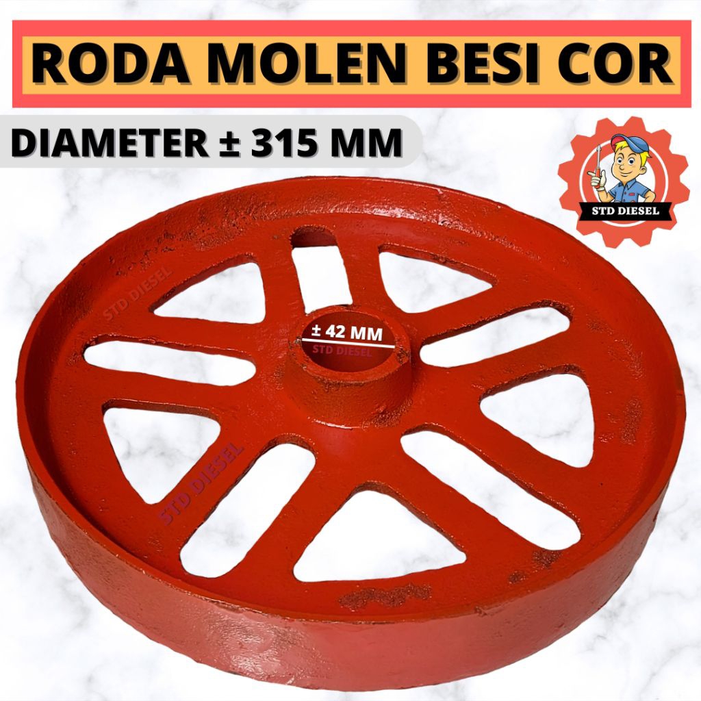 Jual RODA MOLEN BESI COR ORANGE ORANYE RODO BAN BESI MOLEN ADUK SEMEN ...
