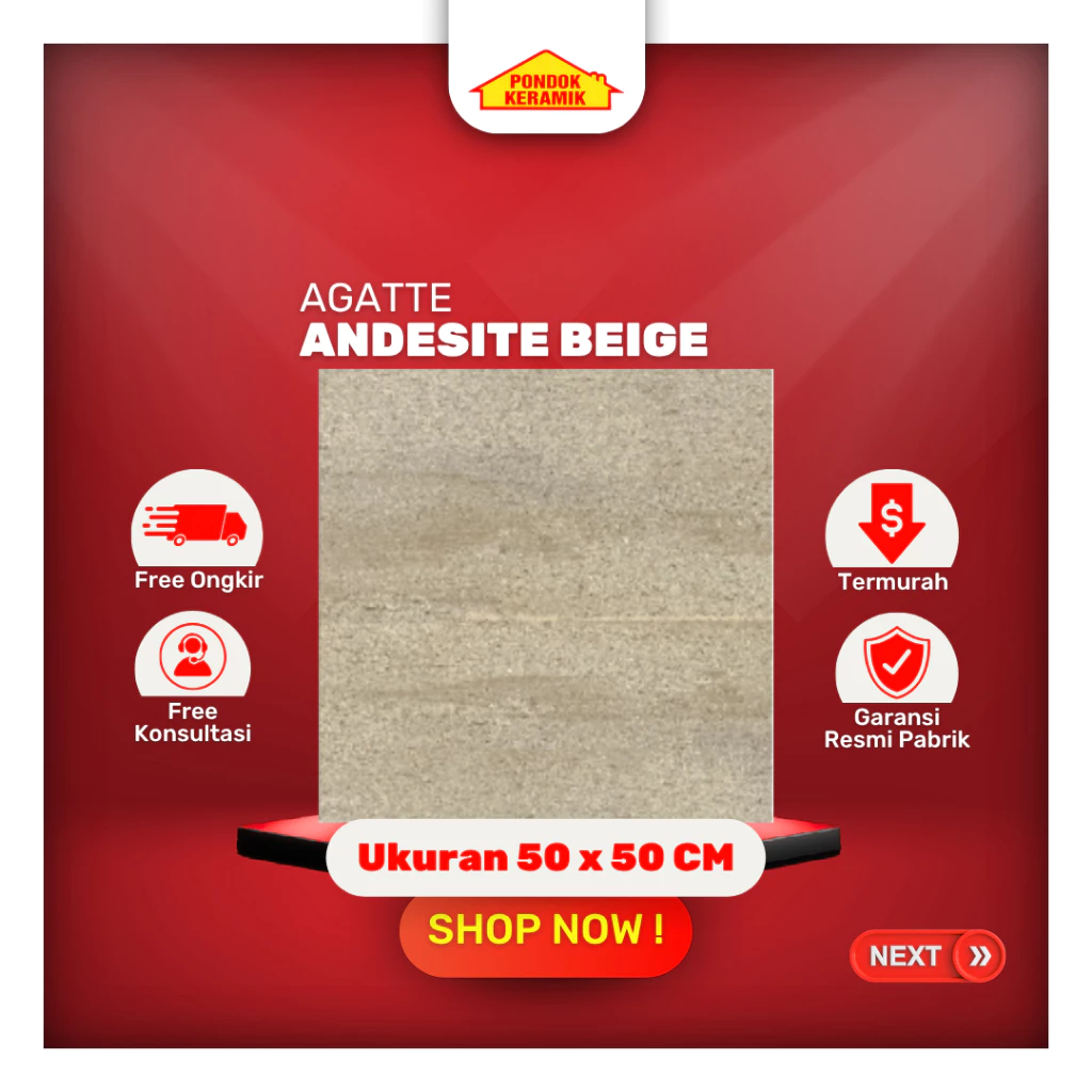 Keramik Lantai Teras Agatte 50x50 Andesite Beige Matte