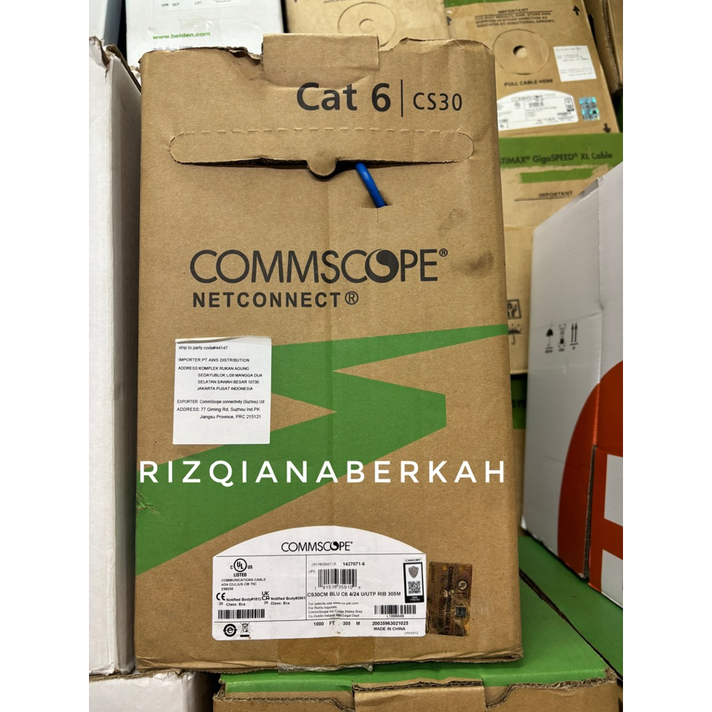 Jual kabel LAN AMP Commscope Blue Cat6 1roll Kabel LAN UTP AMP Cat6 ...