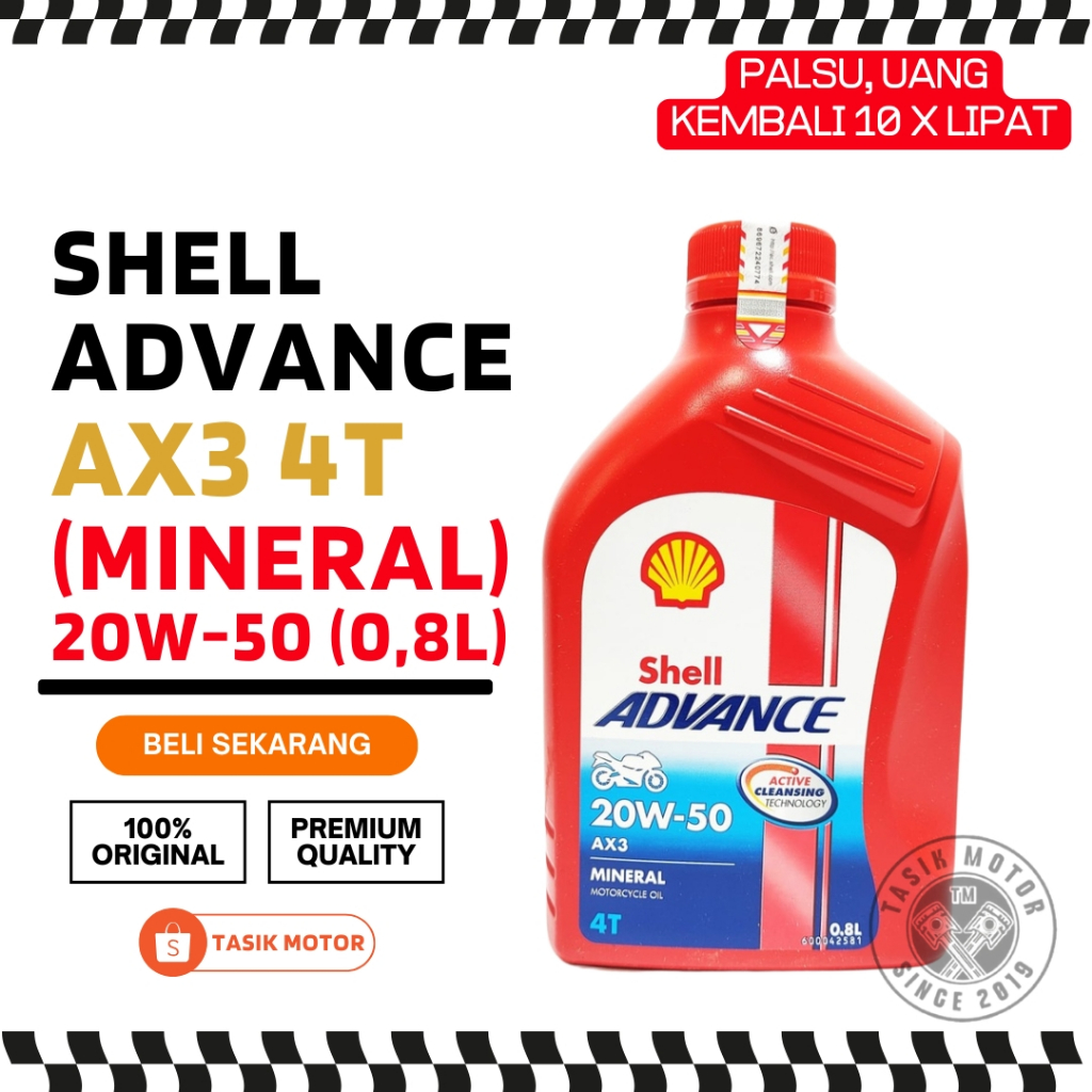 Jual OLI SHELL ADVANCE AX3 20W50 800ML KARISMA JUPITER SUPRA GRAND ...