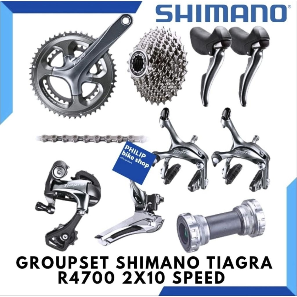 Jual Groupset Shimano Tiagra R4700 2X10 Speed 50/34T 11-34T | Shopee ...