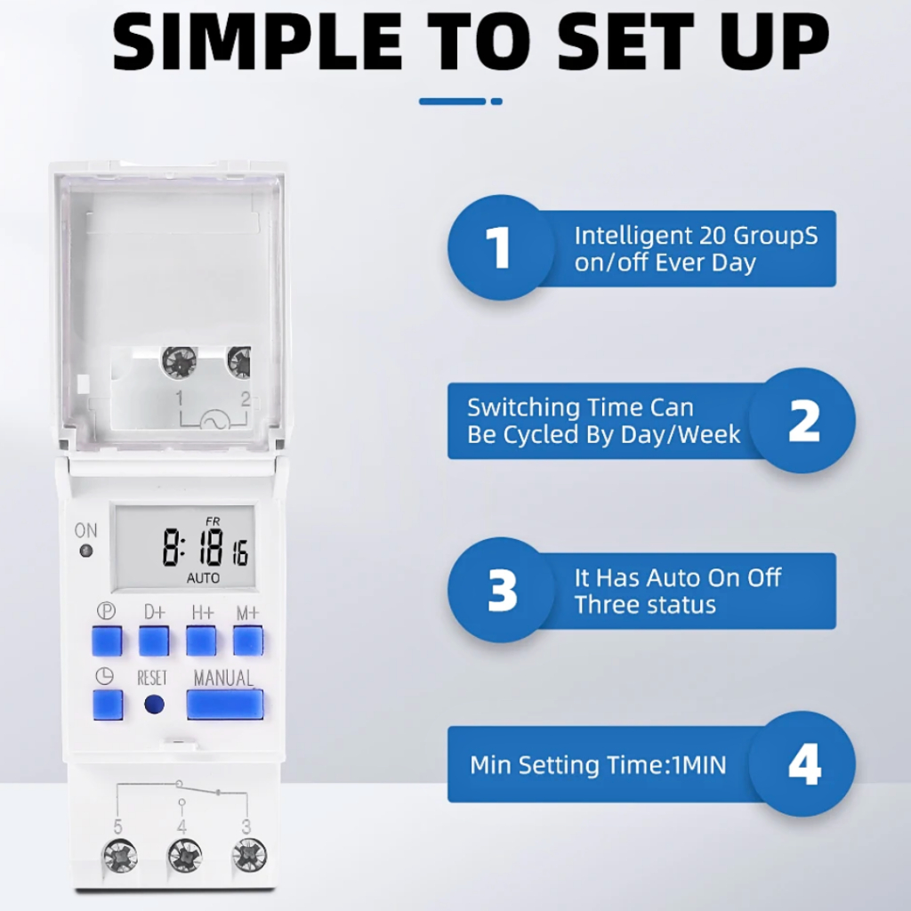 Jual ORI Taffware MCB Timer digital Otomatis Programmable Switch Relay ...