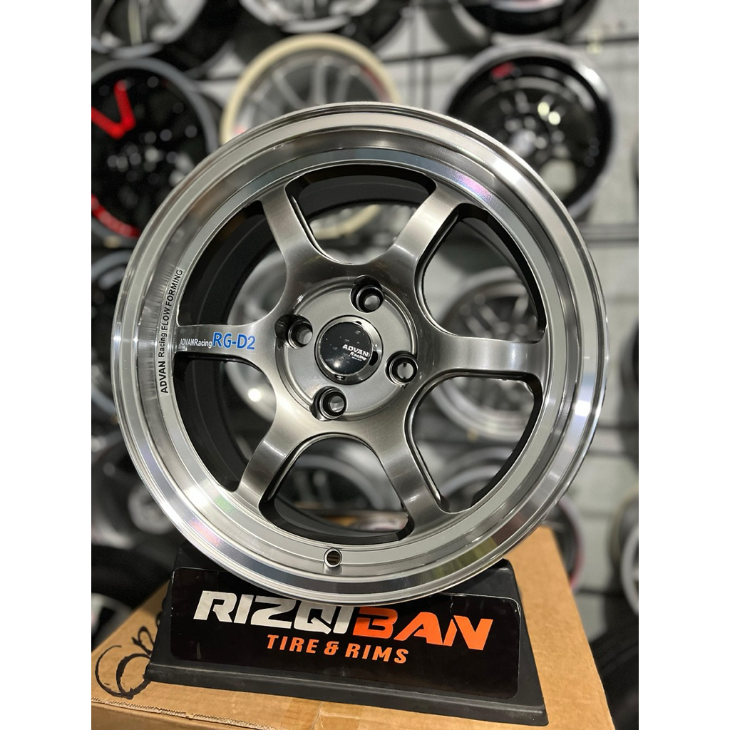 Jual velg advan rg d2 r15 hyper black lip polish lebar 7 et35 kondisi ...