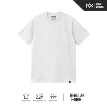 Monochrome Kaos Polos Regular Fit Pria Combed 24s Hollow Series