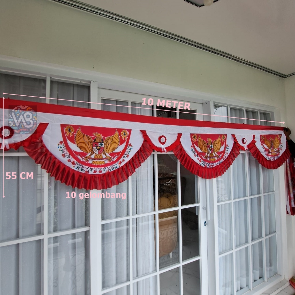 Jual HIGH DEMAND BENDERA BACKGROUND RUMBAI 10 METER GARUDA BATIK MERAH ...