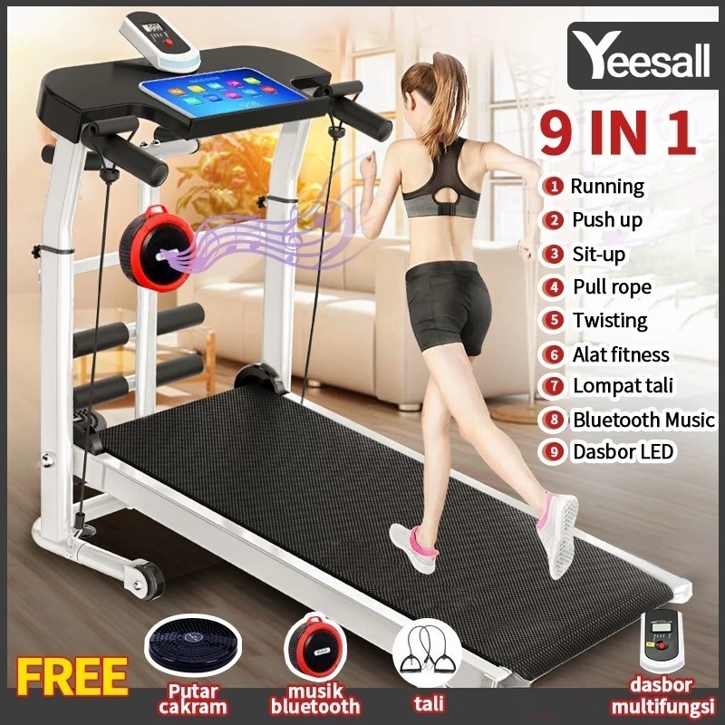 Treadmill rumah tangga lipat kecil mini 7 in 1 sederhana berjalan mesin multi-fungsi pelangsing peralatan kebugaran diam dalam ruangan