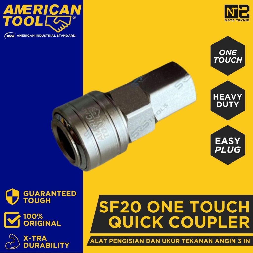 Jual AMERICAN TOOL Quick Coupler SF20 One Touch Heavy Duty - Coupler ...