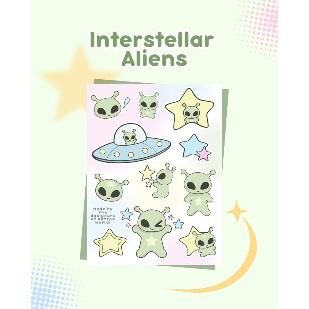 Jual Interstellar Aliens Stickers | Vinyl glossy stickers, cute journal ...