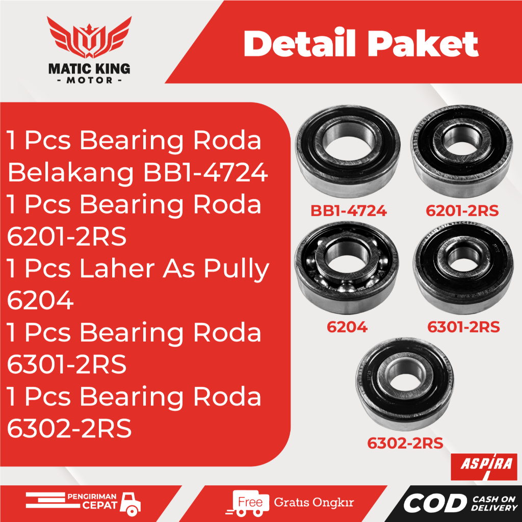 Jual Paket Bearing Laher Lahar Gigi Rasio Gardan Beat Vario Genio ...
