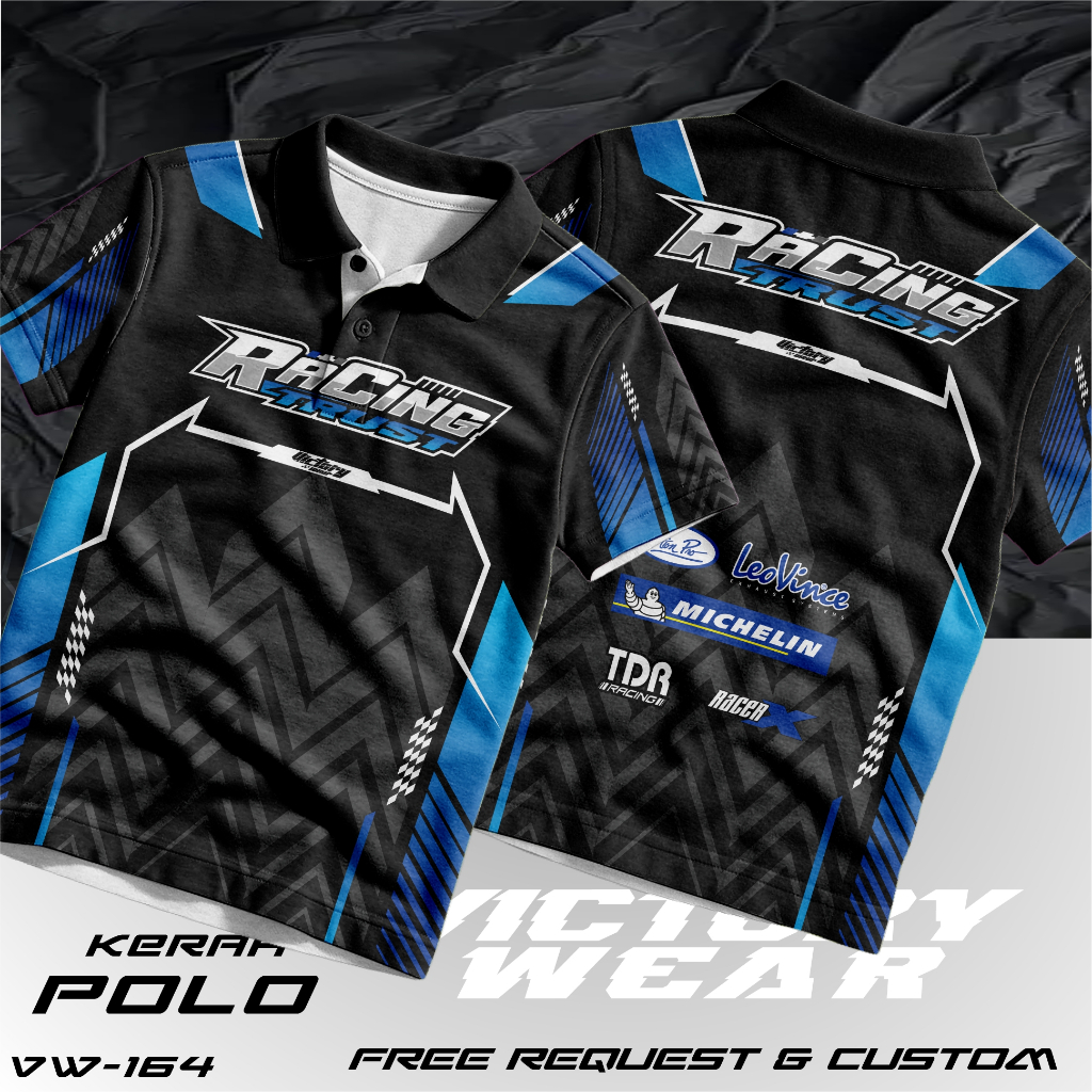 Jual JERSEY KAOS RACING CUSTOM NAMA TULISAN POLO KERAH KANCING V-NECK ...