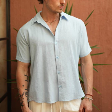 BEACHWELL Kemeja Pria Linen Katun Polos Premium Lengan Pendek Canggu Series All Varian