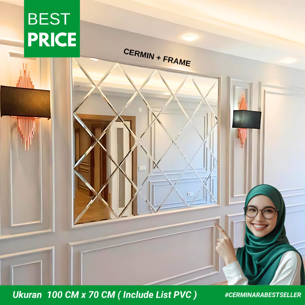 Jual Satu Set Cermin + Frame List PVC Ukuran Tinggi 100 cm x Lebar 70 ...