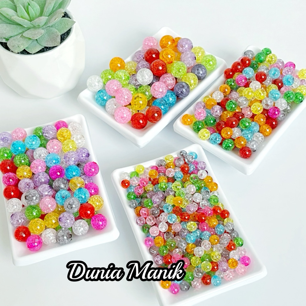 Jual Manik Mote Bulat Retak 6mm |8mm |10mm |12mm Mix Warna (15 gr ...