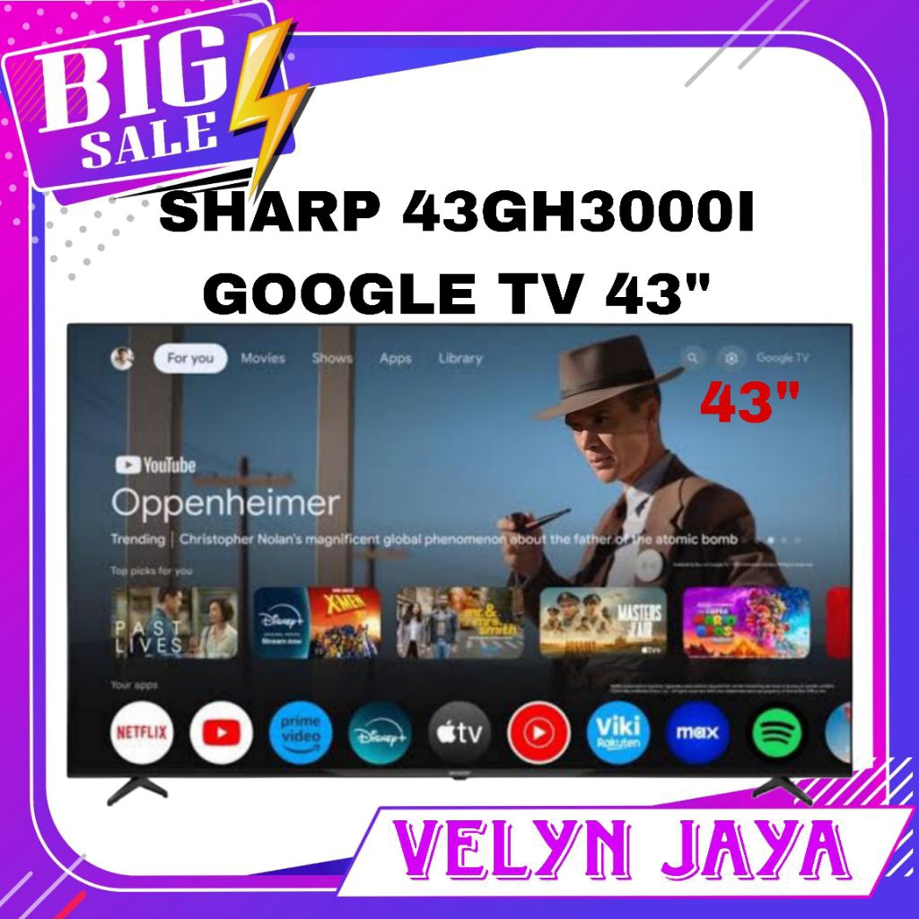 Jual TV sharp 43 inch google tv sharp 43 inch 43gh3000i | Shopee Indonesia