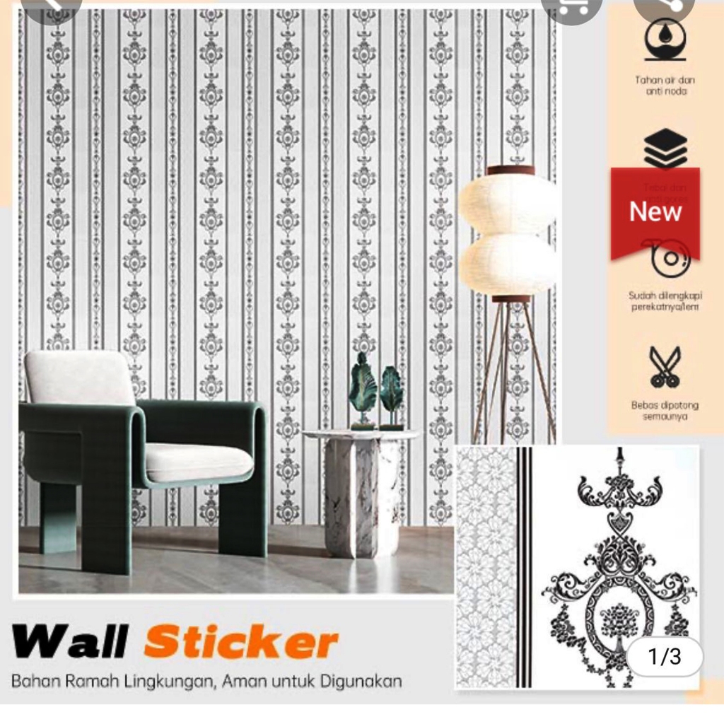 Jual Wallpaper Sticker Dinding Motif Batik Klasik - Anti Air - PVC ...