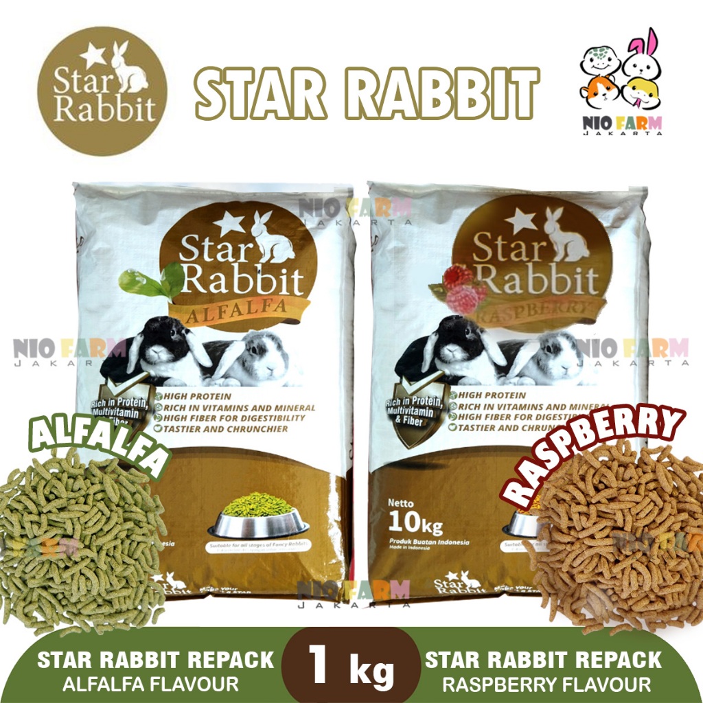 Jual NIOFARM - PELET STAR RABBIT REPACK 1 KG / Pelet Makanan Kelinci ...