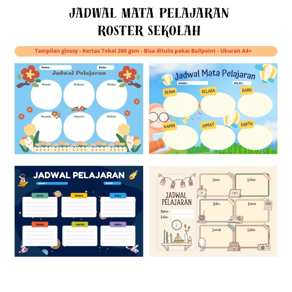 Jual JADWAL MATA PELAJARAN / ROSTER | Shopee Indonesia